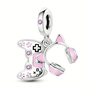 Silver & Pink Gaming Headset Charm (SKU #3032)